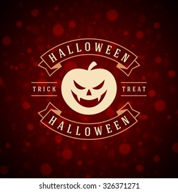 Happy Halloween Typographic Design Vector Background and Pumpkin