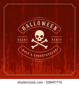 Happy Halloween Typographic Design Vector Chalkboard Background and Skull