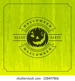 Happy Halloween Typographic Design Vector Background and Pumpkin