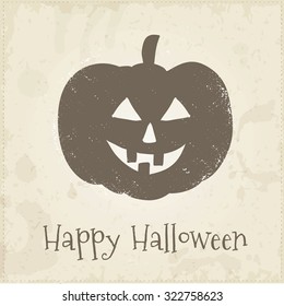 Happy Halloween Typographical Background With Pumpkins