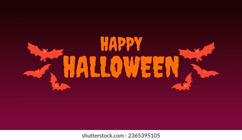 Happy Halloween typography art and flying bats 