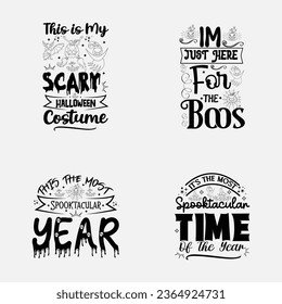 Happy Halloween typography bundle. Scary Halloween with Creative text of Halloween on dark grungy retro background. Vintage halloween typography design.