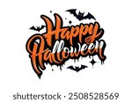 Happy Halloween typography calligraphy vector style with white background