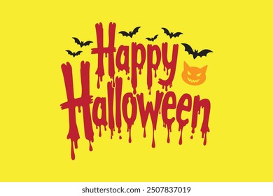 Happy Halloween typography calligraphy vector style with white background