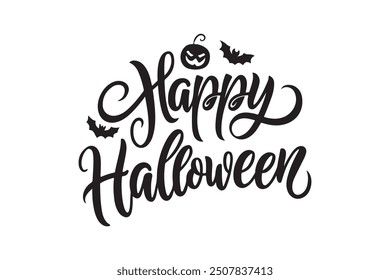 Happy Halloween typography calligraphy vector style with white background