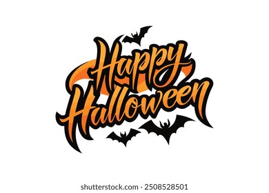 Happy Halloween typography calligraphy vector style with white background