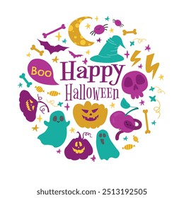 Happy Halloween typography calligraphy vector style with white background