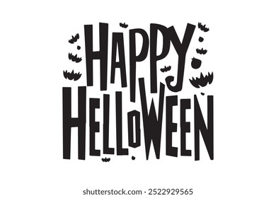 Happy Halloween Typografie Kalligrafie Vektorstil mit weißem Hintergrund