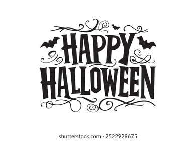 Feliz Halloween tipografia caligrafia vetor estilo com fundo branco