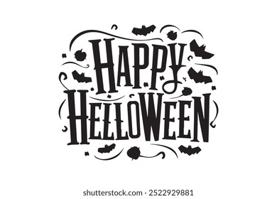 Happy Halloween typography calligraphy vector style with white background