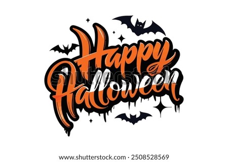 Happy Halloween typography calligraphy vector style with white background