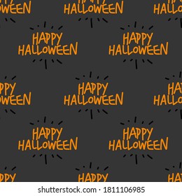 Happy Halloween typography design seamless pattern on dark gray background for Halloween wallpaper, greeting card, wrapping paper etc.