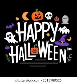 Happy Halloween Typography with Elements