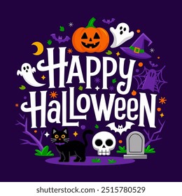 Happy Halloween Typography with Elements