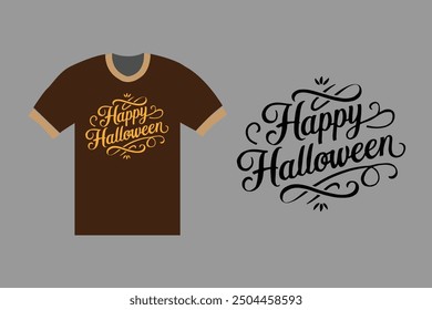 Happy Halloween typography lettering. Handwritten calligraphy with spider web and bats for  greeting cards, posters, banners, flyers and invitations. Happy Halloween text, holiday background