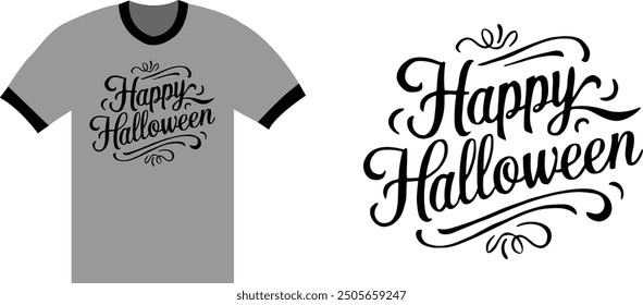 Happy Halloween typography lettering. Handwritten calligraphy with spider web and bats for  greeting cards, posters, banners, flyers and invitations. Happy Halloween text, holiday background