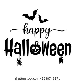 Happy Halloween typography poster with handwritten calligraphy text