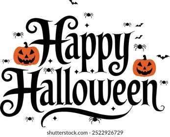 Happy Halloween typography poster with white background