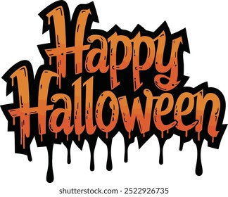 Cartaz de tipografia de Halloween feliz com fundo branco