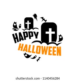 Happy Halloween. Typography set. Vector logo, emblems, text design. Usable for banners, greeting cards, gifts etc.