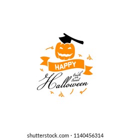 Happy Halloween. Typography set. Vector logo, emblems, text design. Usable for banners, greeting cards, gifts etc.