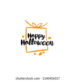Happy Halloween. Typography set. Vector logo, emblems, text design. Usable for banners, greeting cards, gifts etc.