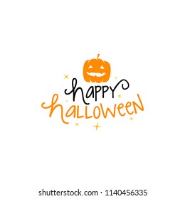 Happy Halloween. Typography set. Vector logo, emblems, text design. Usable for banners, greeting cards, gifts etc.