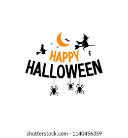 Happy Halloween. Typography set. Vector logo, emblems, text design. Usable for banners, greeting cards, gifts etc.