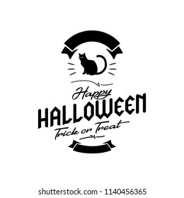 Happy Halloween. Typography set. Vector logo, emblems, text design. Usable for banners, greeting cards, gifts etc.