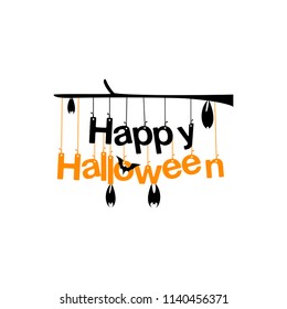 Happy Halloween. Typography set. Vector logo, emblems, text design. Usable for banners, greeting cards, gifts etc.