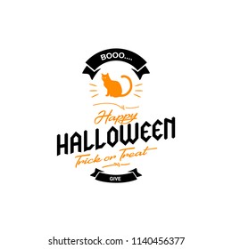 Happy Halloween. Typography set. Vector logo, emblems, text design. Usable for banners, greeting cards, gifts etc.