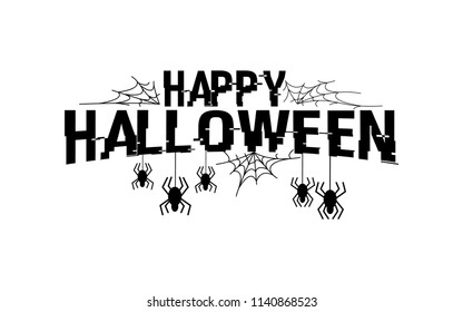 Happy Halloween. Typography set. Vector logo, emblems, text design. Usable for banners, greeting cards, gifts etc.