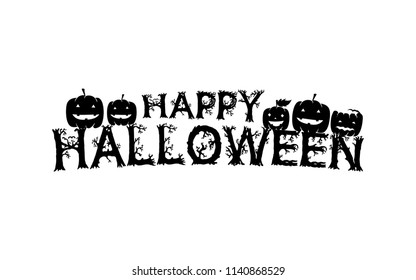 Happy Halloween. Typography set. Vector logo, emblems, text design. Usable for banners, greeting cards, gifts etc.