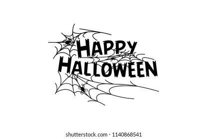 Happy Halloween. Typography set. Vector logo, emblems, text design. Usable for banners, greeting cards, gifts etc.