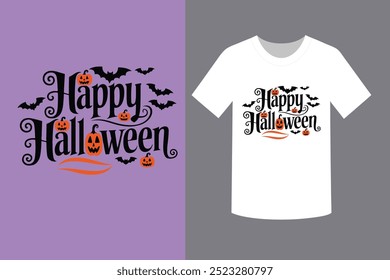 Happy Halloween Typography with Spooky Elements