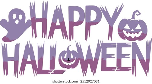 Happy Halloween typography Stylist silhouette vector art  