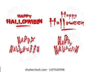 Happy Halloween typography text. Halloween typography with spiderweb  for greeting, poster,banner, flyer and card.
