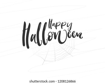 Happy Halloween typography text. Halloween typography with spiderweb  for greeting, poster,banner, flyer and card.