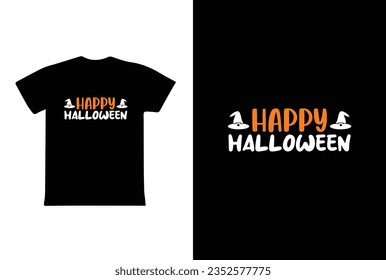 "Happy Halloween" typography Halloween t-shirt design. Halloween t-shirt design template easy to print all-purpose for man, women, and children