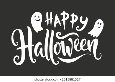 Happy Halloween Typography Vector Art Design on White Background 