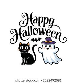 Happy Halloween Typografie Vektordesign mit weißem Hintergrund