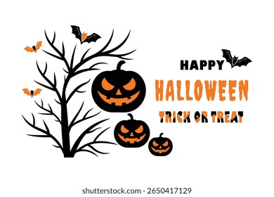 Happy Halloween typography vector illustration lettering Trick or Treat on white background