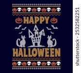 Happy Halloween - Ugly Halloween sweater designs - vector Graphic	