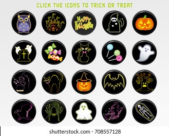 A Happy Halloween user interface icon set.