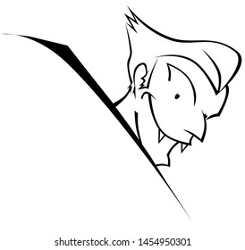 Happy Halloween Vampire character - cute mask isolated on white background. Coloring Book Design. Line art. Vector illustration. - Vector