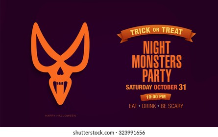 Happy halloween. Vampire monsters party. Vector illustration