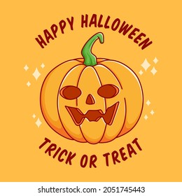 Happy halloween with vampire pumpkin flat design. best use for poster, web banner, invitation