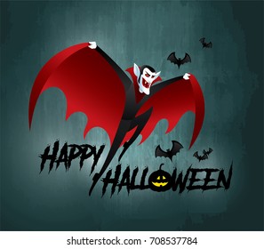 Happy Halloween with vampire vector illustration.