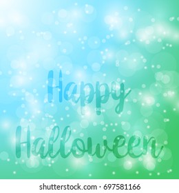 Happy Halloween. Vector abstract green bokeh blur background. Festive defocused lights. design illustraton graphic for party and holiday vacation