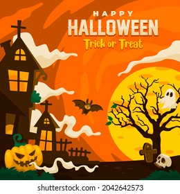 Happy Halloween Vector For Backgroud, Wallpaper, Social Media Post, Post card